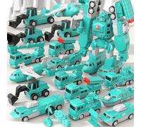 PEAMOO 35Pcs Magnetic Transform Engineering Car Toys - Kids Magnetics Robot Construction Vehicles Toys Set, Magnetic Building Blocks Tiles Gifts, Birthday Christmas Thanksgiving Gifts (35PCS/B)