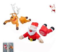 PEAMOO Christmas Crashing Santa & Reindeer Animated Decoration, Fun Christmas Broken Window Animation Decoration with Broken Glass Sticker & Leg-Kicking Animation, Fits Any Window (Santa+Reindee)