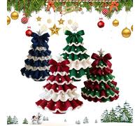 PEAMOO DIY Crochet Christmas Tree Kit, Christmas Tree Crochet Kits for Beginners Adults, Handmade Holiday Decoration Set, Xmas Party Crochet Decorations, Great Gifts for Crochet Lovers (4PCS)