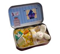 PEAMOO Easter Bunny Toys Hug in a Box, Little Pocket Bunny in Tin Box, Personalised Mini Plush Bunny-House Small Pocket Stuffing,Easter Basket Stuffer for Children Kids (white)