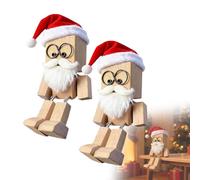 PEAMOO Shaking Wooden Man Figurine,Funny Santa Claus Dashboard Ornament, Christmas Car Dashboard Accessories Desk Decor for Drivers, Friends & Office (2 pcs)