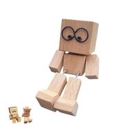 PEAMOO Shaking Wooden Man Figurine, Funny Wood Desktop Decor, Fun car Ornaments, Car Dashboard Decorations, Shaking Feet Woodens Doll, Shaken Wooden Man Figure (B)