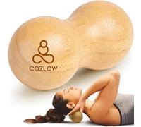 Peanut Ball Massage Roller - Wood Therapy Massager - Double Lacrosse Ball Shaped Tool for Neck, Back, Spine, Feet Muscle Pain Relief - Wooden Mobility Device for Deep Tissue Recovery - by Cozlow