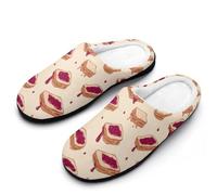 Peanut Butter Jelly Pattern Funny Men's Cotton Slippers Soft Non-Slip Rubber Sole House Slipper Indoor Outdoor