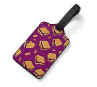 Peanut Butter Jelly Travel Luggage Tags for Suitcases | Printed PU Bag Tags Protection Cover ID Label with Loop for Men Women