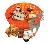 Peanut Butter Mini Cup Chocolates - Milk & White Approx 34 Individually Wrapped Chocolates Cups with Peanut Butter Filling & Reindeer Decoration for Stocking Fillers, Christmas Gifts for Women