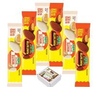 Peanut Butter White & Milk Chocolate Easter Eggs King Size 68g - Festive Holiday Chocolate for Easter Gifting & Sharing - Res (6 x Packs, Mixed Eggs - Milk & White)