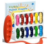 Peanut Crayons, 12 Pack, Non Toxic, Washable, Easy to Hold, Ergonomic Shape | Made with Natural Wax, Free from Asbestos, Lead, Phthalates, Gentle Choice for Toddlers