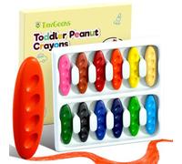 Peanut Crayons, 12 Pack, Non Toxic, Washable, for Toddlers, Easy Grip Shape | Made with Natural Wax, Free from Asbestos, Lead, Phthalates, Gentle Choice, Ages 4 to 8