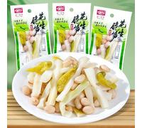 Peanut crispy mountain pepper bamboo shoots,hot and spicy tender bamboo shoot slices,200g/bag,Ready-to-Eat wild fresh vegetable pickles,spicy strip,chinese snack gift pack,Instant Casual Snack (1bag)