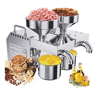 Peanut Flaxseed Sesame Walnut Oil Extractor Machine, Commercial Double Head Oil Press, Intelligent Control Panel, High Oil Yield >80%, 6-13 Kg/H, for Hot/Cold Extraction