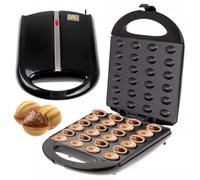 Peanut machine 1600W, cookie maker, non-stick coating, baking 24 halves at the same time, overheat protection, sweet and salty nuts, vertical storage black