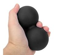 Peanut Massage Ball, 12x6x6cm Silicone Gel Double Lacrosse Exercise Ball Muscle Roller Pressure Point Massage Tool for Yoga Gym Fitness Body Relax (Black)