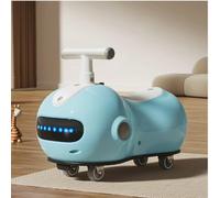 Peanut Shape Wiggle Car Music Light Anti-rollover Swing Car Swing Silent Flash Wheel Whith Helmet Backpack Age 3 And Up(Blu)