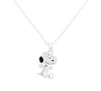 Peanuts 925 Sterling Silver Womens Girls Snoopy Stone Set Charm Pendant Necklace