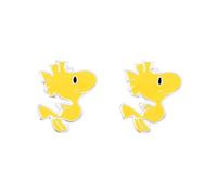 Peanuts 925 Sterling Silver Womens Woodstock Snoopy Enamel Stud Earrings