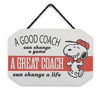 Peanuts A Great Coach Can Change a Life Hanging Wood Wall Decor - Fun Snoopy Sign - Great Gift Idea