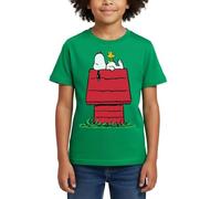 Peanuts Asleep On Doghouse Kids' T-Shirt Kelly Green