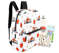 Peanuts Backpack Kids - Bundle with 16" Backpack Featuring Snoopy, Charlie Brown, More Plus Tattoos, Water Bottle | Peanuts School Bag Set for Kids, Boys, Girls