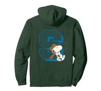 Peanuts Baseball Snoopy Swing Bat Retro 90s Varsity Sports Pullover Hoodie, Adult Unisex, Dark Green, Small