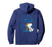Peanuts Baseball Snoopy Swing Bat Retro 90s Varsity Sports Pullover Hoodie, Adult Unisex, Navy Blue, Small