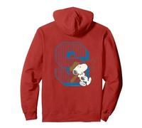 Peanuts Baseball Snoopy Swing Bat Retro 90s Varsity Sports Pullover Hoodie, Adult Unisex, Red, Small