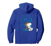 Peanuts Baseball Snoopy Swing Bat Retro 90s Varsity Sports Pullover Hoodie, Adult Unisex, Royal Blue, Small