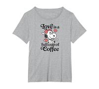 Peanuts - Belle Love is A Full Cup of Coffee with Hearts T-Shirt, Women's Plus, Heather Grey, 2X