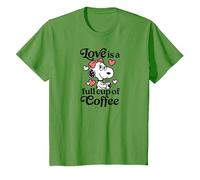 Peanuts - Belle Love is A Full Cup of Coffee with Hearts T-Shirt, Youth, Grass Green, Small