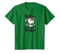 Peanuts - Belle Love is A Full Cup of Coffee with Hearts T-Shirt, Youth, Kelly Green, 2T