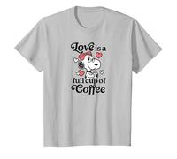 Peanuts - Belle Love is A Full Cup of Coffee with Hearts T-Shirt, Youth, Silver Grey, 2T