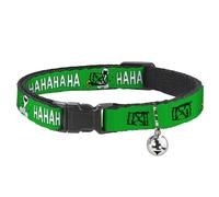 Peanuts Breakaway Cat Collar With Bell, Plastic Clip, Easy Adjustable, Peanuts Snoopy and Woodstock Laughing HaHa Pose Green, 8.5 to 12 Inches 0.5 Inch Wide