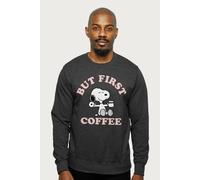 Peanuts But First Coffee Snoopy Sweatshirt in Dark Grey | Size: Small Peanuts Dark Grey S
