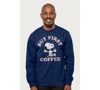 Peanuts But First Coffee Snoopy Sweatshirt in Navy | Size: Small Peanuts Navy S
