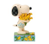 Enesco Peanuts by Jim Shore Snoopy Holding Daffodil Flowers Figurine, 5.12 Inch, Multicolor