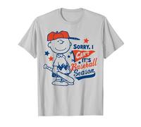 Peanuts - Charlie Brown Baseball Season T-Shirt, Men, Silver Grey, Medium