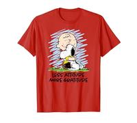 Peanuts - Charlie Brown Snoopy Less Attitude More Gratitude T-Shirt, Men, Red, Medium