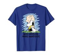 Peanuts - Charlie Brown Snoopy Less Attitude More Gratitude T-Shirt, Men, Royal Blue, Medium