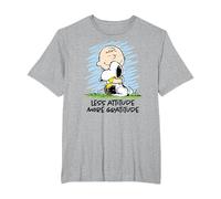 Peanuts - Charlie Brown Snoopy Less Attitude More Gratitude T-Shirt, Men's Big and Tall, Heather Grey, 2X Tall