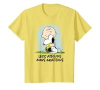 Peanuts - Charlie Brown Snoopy Less Attitude More Gratitude T-Shirt, Youth, Lemon Yellow, 2T