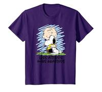 Peanuts - Charlie Brown Snoopy Less Attitude More Gratitude T-Shirt, Youth, Purple, Small