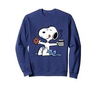 Peanuts - Donut Coffee Snoopy Sweatshirt, Adult Unisex, Navy Blue, Medium