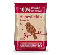 Peanuts for Wild Birds - Wild Bird Food for Small Birds, High in Protein and Energy, No Mess, Great for Hanging Feeders, Bird Tables, and Ground Feeding, Bulk Bag (12.6kg) - Honeyfield’s