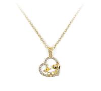 Peanuts Gold Plated Heart Necklace, Featuring Snoopy & Woodstock -16"+2"