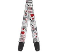 Peanuts Guitar Strap, Peanuts Joe Cool Snoopy Poses and Text Gray Black Red White, 2 Inches Wide