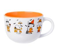 Peanuts Halloween Characters Ceramic Soup Mug | Holds 24 Ounces | Snoopy Vampire, Woodstock, Charlie Brown Skeleton, Lucy and Linus, Witch, Scarecrow, 0.71 Liters