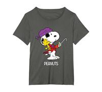 Peanuts Halloween Pirate Snoopy & Woodstock T-Shirt, Women's Plus, Asphalt Grey, 5X