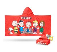 Peanuts Hooded Towel Travel Set for Kids - Bundle with Bath Towel Poncho Featuring Snoopy, Charlie Brown Plus Tattoos, Stickers, More | Peanuts Bathroom Set for Boys, Girls