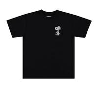 Peanuts Ladies Snoopy Fashion Shirt - Ladies Classic Snoopy Tee Juniors Curved Hem Group Tee, Black, S