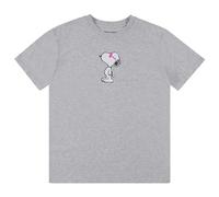 Peanuts Ladies Snoopy Fashion Shirt - Ladies Classic Snoopy Tee Juniors Curved Hem Group Tee, Light Heather Grey, S